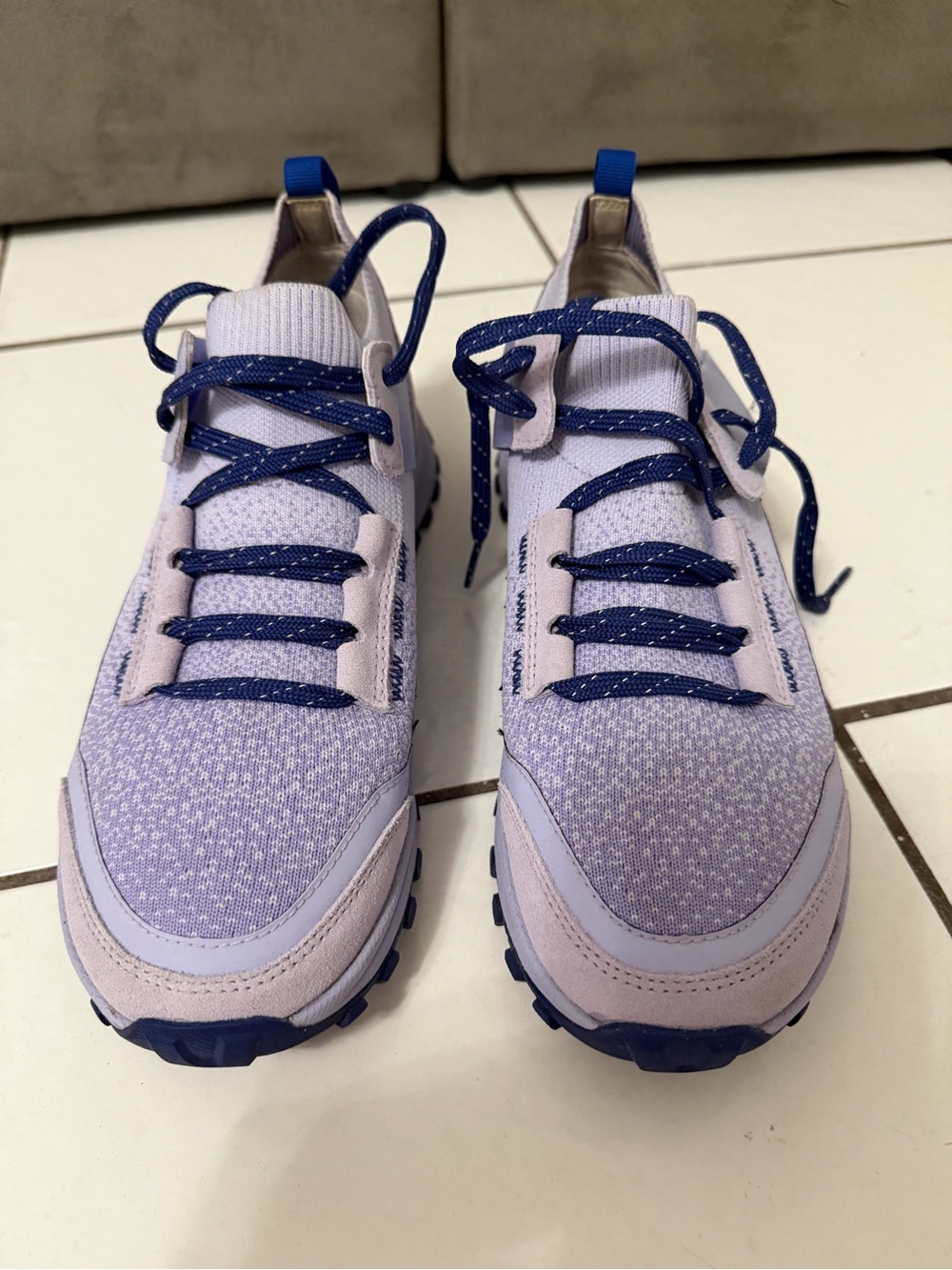 Clarks Kids Lavender Knit Sneakers with Navy Laces